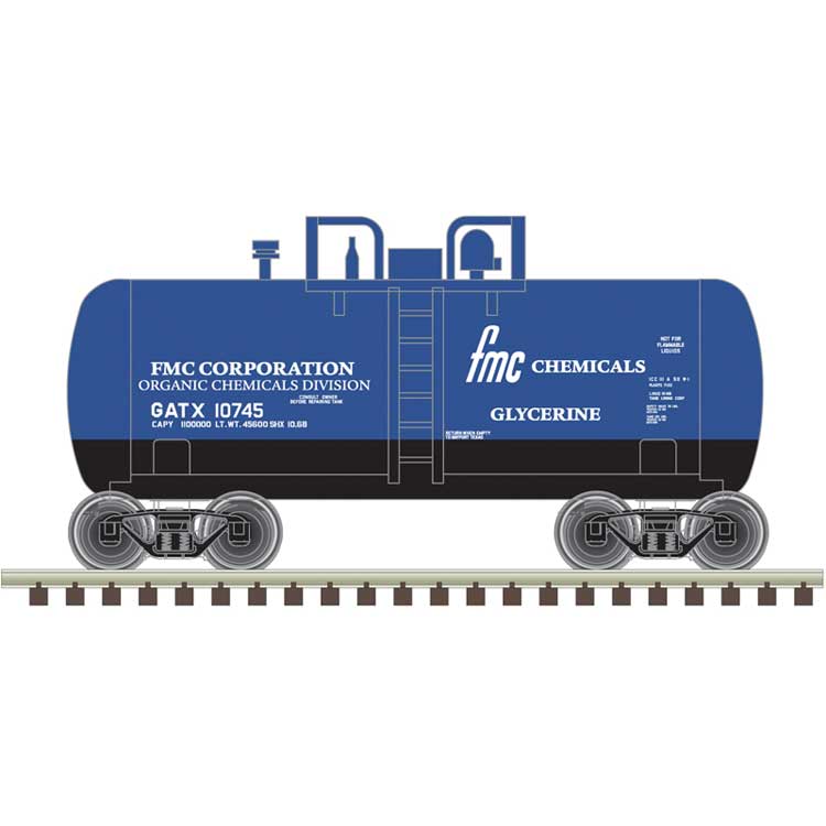 Atlas, 50006875, N Scale, 28' Beer Can Shorty Tank Car, FMC Chemicals, GATX, #10744