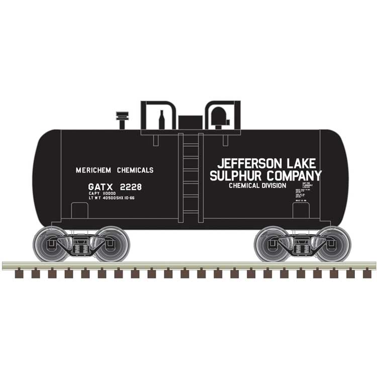 Atlas, 50006877, N Scale, 28' Beer Can Shorty Tank Car, Jefferson Lake Sulphur, GATX, #2228