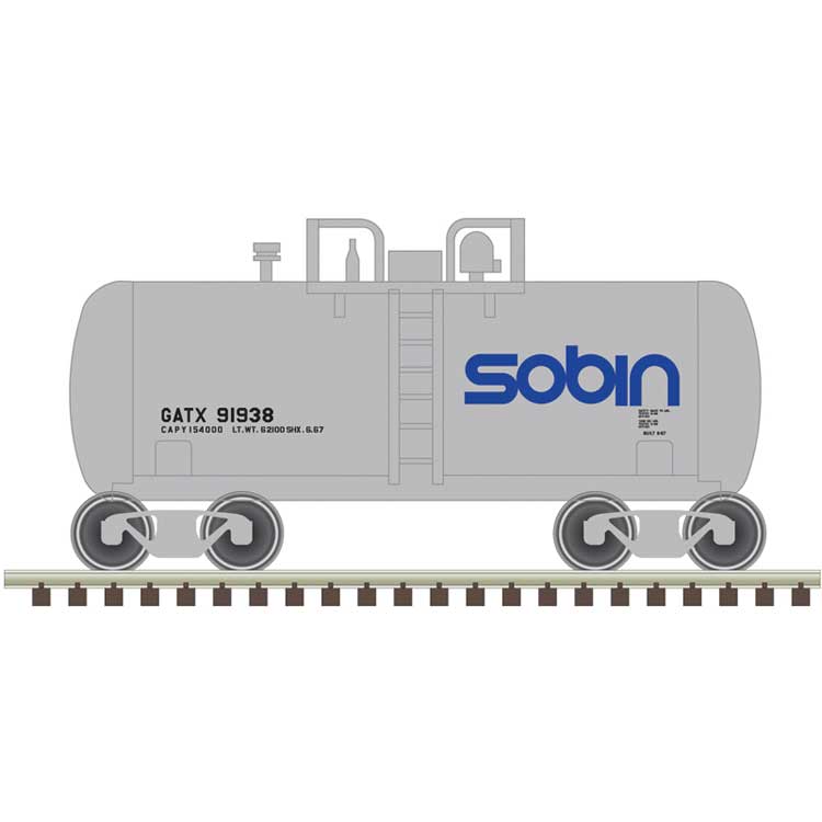 Atlas, 50006883, N Scale, 28' Beer Can Shorty Tank Car, Sobin, GATX, #91933