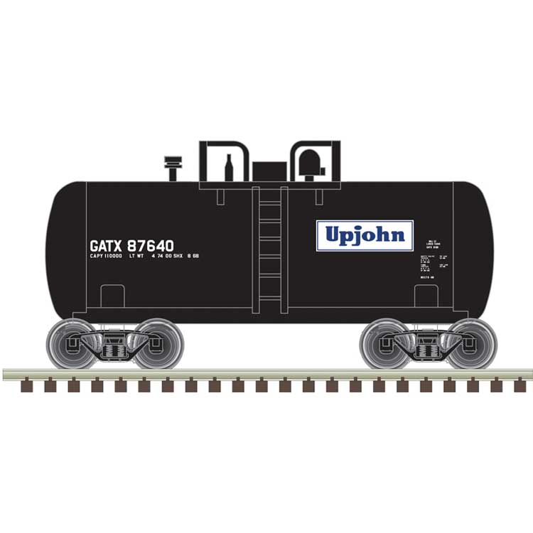 Atlas, 50006885, N Scale, 28' Beer Can Shorty Tank Car, Upjohn, GATX, #87640