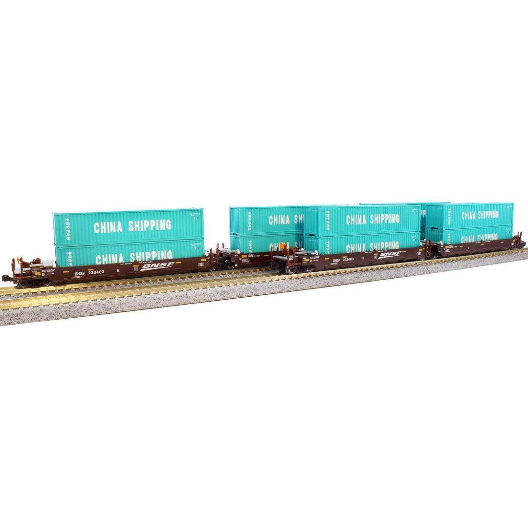Kato, 106-6211, N Scale, Maxi-I Well Cars, China Shipping Containers, BNSF (Swoosh), #239156 (5)