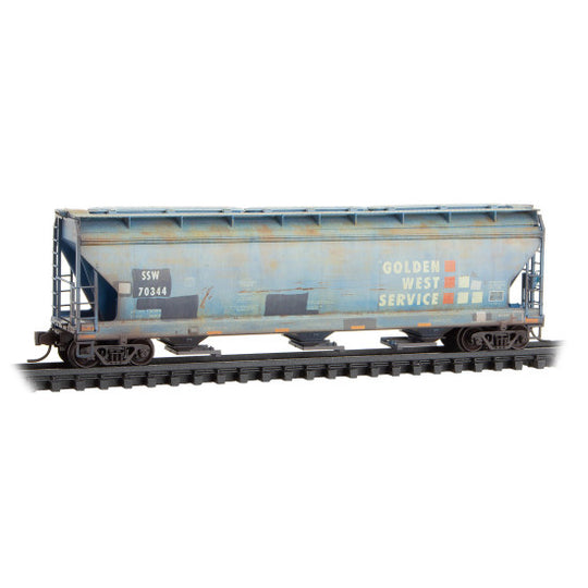 Micro-Trains, 983 05 092, N Scale, Weathered 3-Bay Covered Hopper, Union Pacific ex-SSW ex-GWS, 3-Pack
