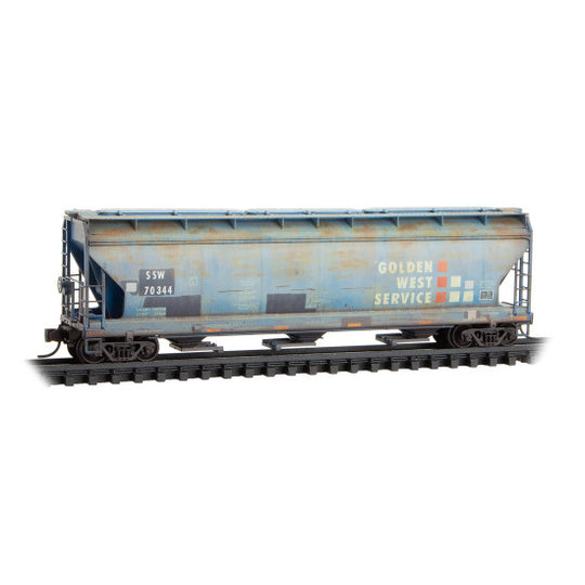 Micro-Trains, 983 05 092, N Scale, Weathered 3-Bay Covered Hopper, Union Pacific ex-SSW ex-GWS, 3-Pack