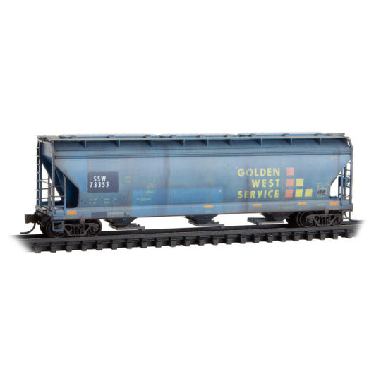 Micro-Trains, 983 05 092, N Scale, Weathered 3-Bay Covered Hopper, Union Pacific ex-SSW ex-GWS, 3-Pack