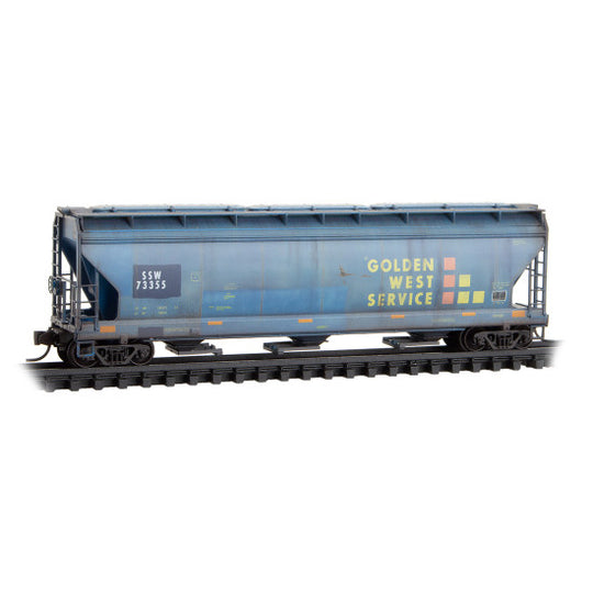 Micro-Trains, 983 05 092, N Scale, Weathered 3-Bay Covered Hopper, Union Pacific ex-SSW ex-GWS, 3-Pack