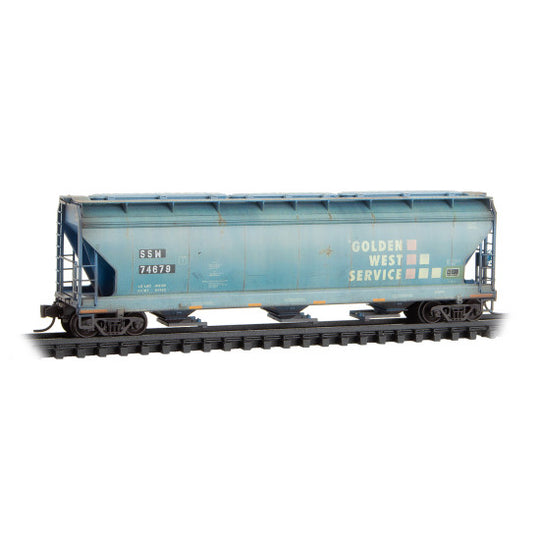 Micro-Trains, 983 05 092, N Scale, Weathered 3-Bay Covered Hopper, Union Pacific ex-SSW ex-GWS, 3-Pack