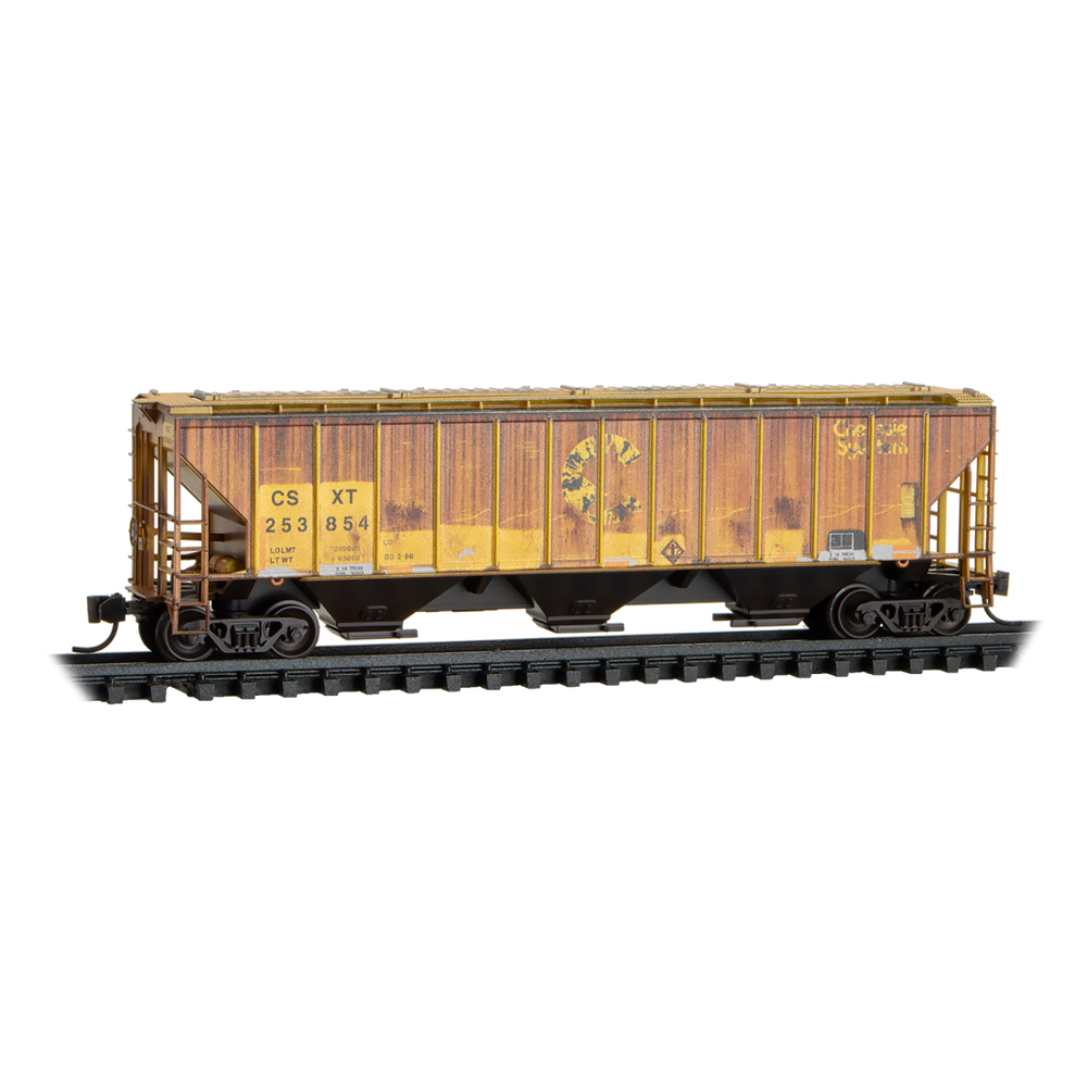 Micro-Trains, 983 05 096, N Scale, 2-Bay Covered Hoppers, CSX, Weathered, 2-Pack