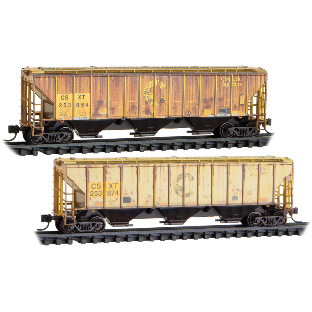 Micro-Trains, 983 05 096, N Scale, 2-Bay Covered Hoppers, CSX, Weathered, 2-Pack