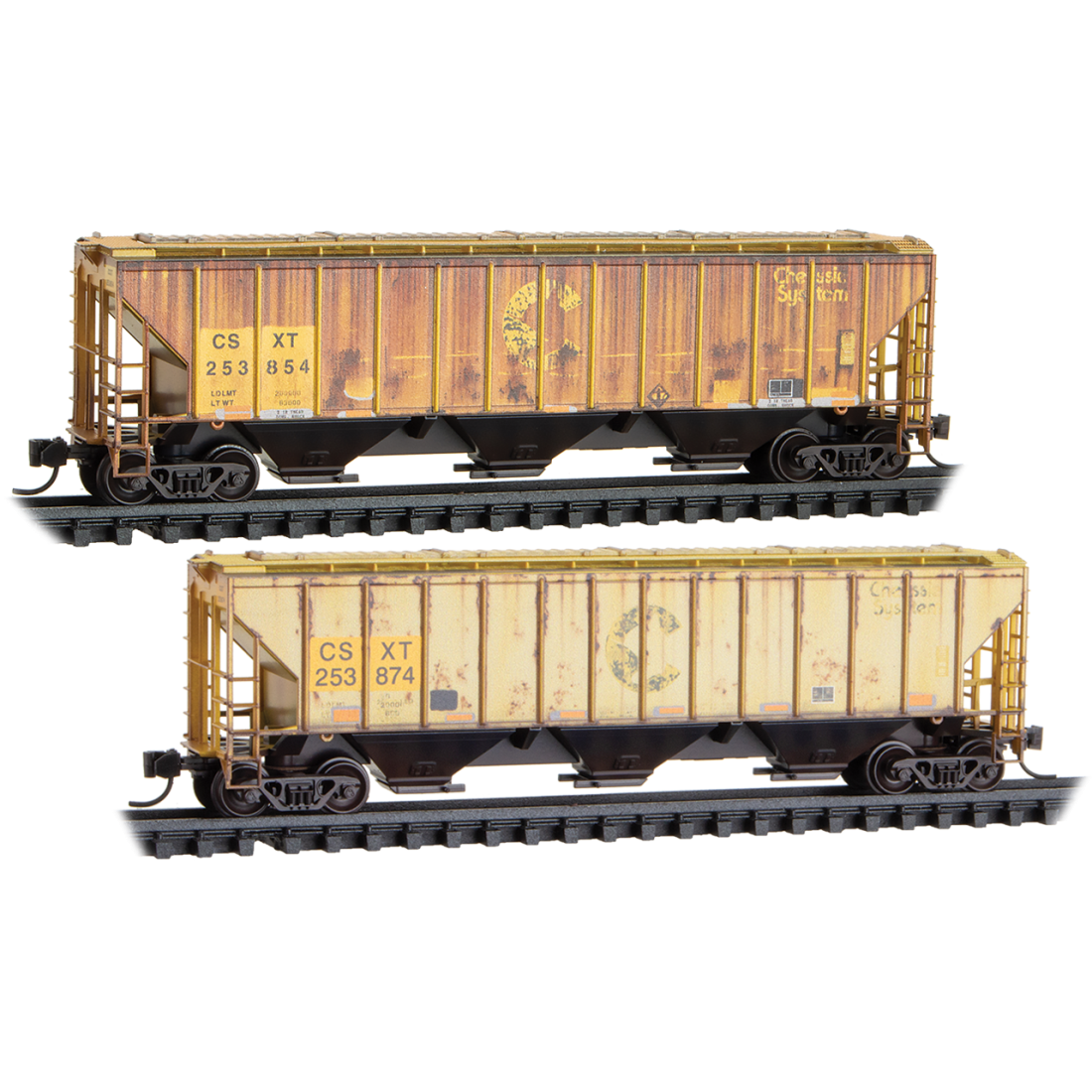Micro-Trains, 983 05 096, N Scale, 2-Bay Covered Hoppers, CSX, Weathered, 2-Pack