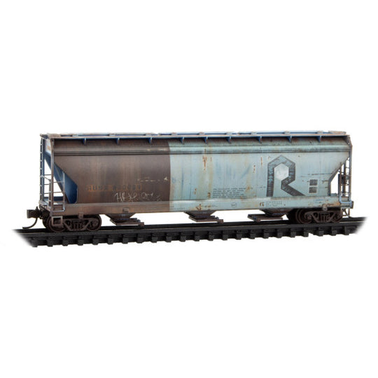 Micro-Trains, 983 05 100, N Scale, 3-Bay Covered Hoppers, First Union Rail Leasing ex-Rock Island, Weathered, 2-Pack