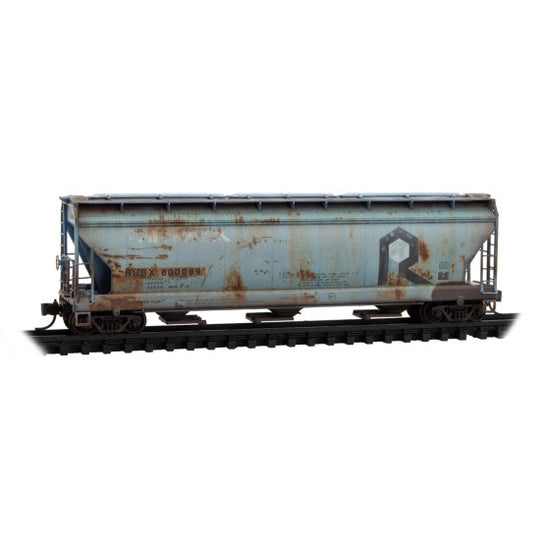 Micro-Trains, 983 05 100, N Scale, 3-Bay Covered Hoppers, First Union Rail Leasing ex-Rock Island, Weathered, 2-Pack