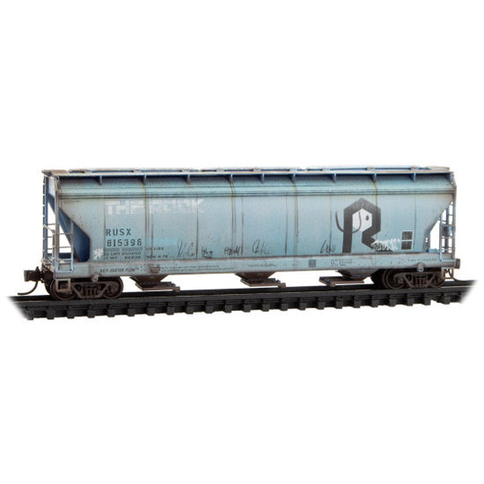 Micro-Trains, 983 05 100, N Scale, 3-Bay Covered Hoppers, First Union Rail Leasing ex-Rock Island, Weathered, 2-Pack