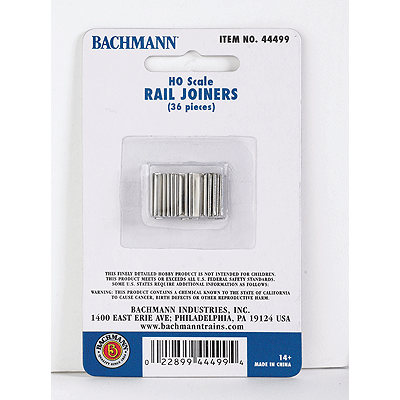 Bachmann, HO Scale,  44499, Nickel Silver Rail Joiners, For Codes 83/100 Track (36)