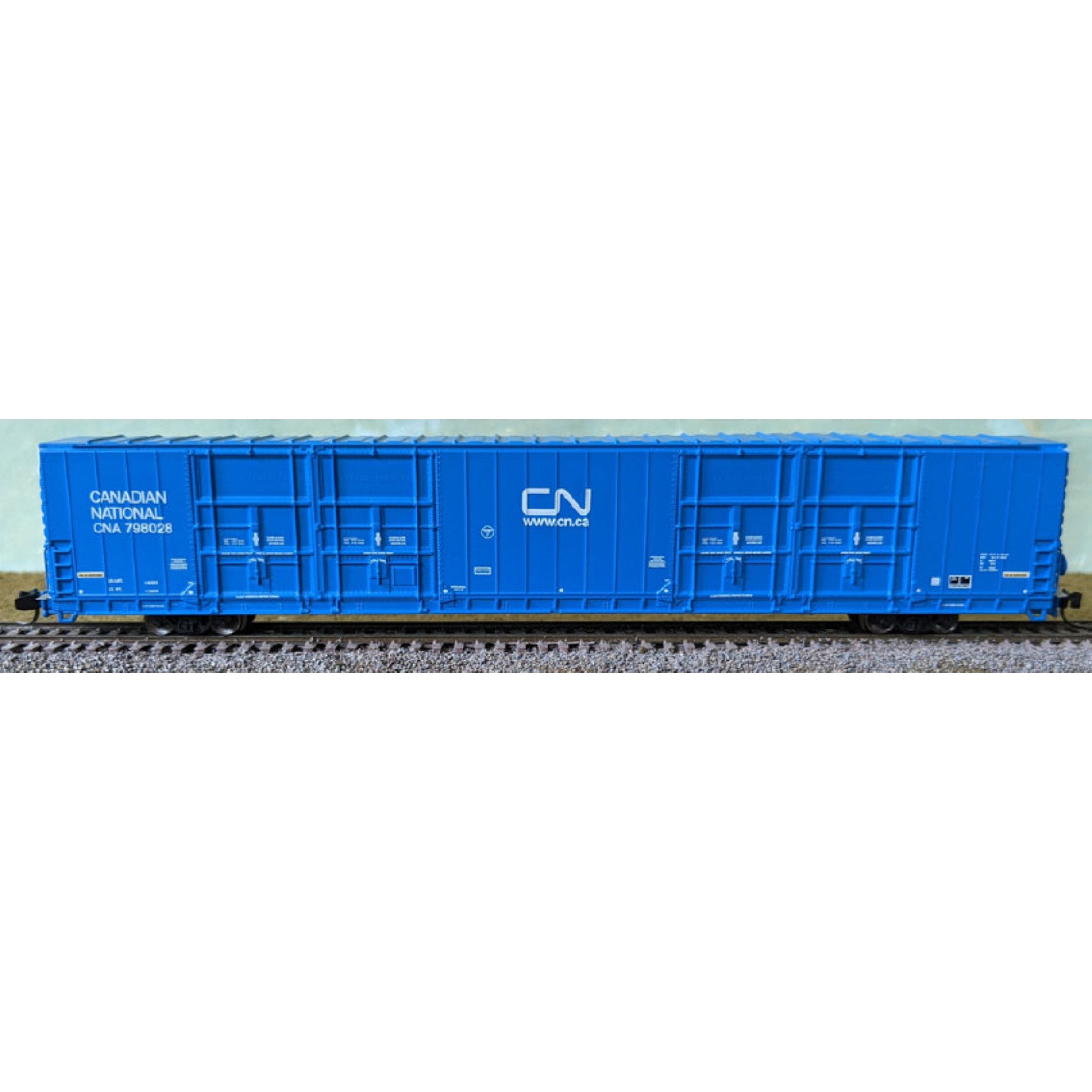 Bluford Shops, N Scale, 87320, 86’ Quad Door Boxcar, post-'74, Canadian National, #798028