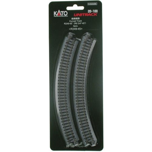 Kato, 20-100, N Scale, Unitrack 9-3/4" Radius Curve 45-Degree (4)