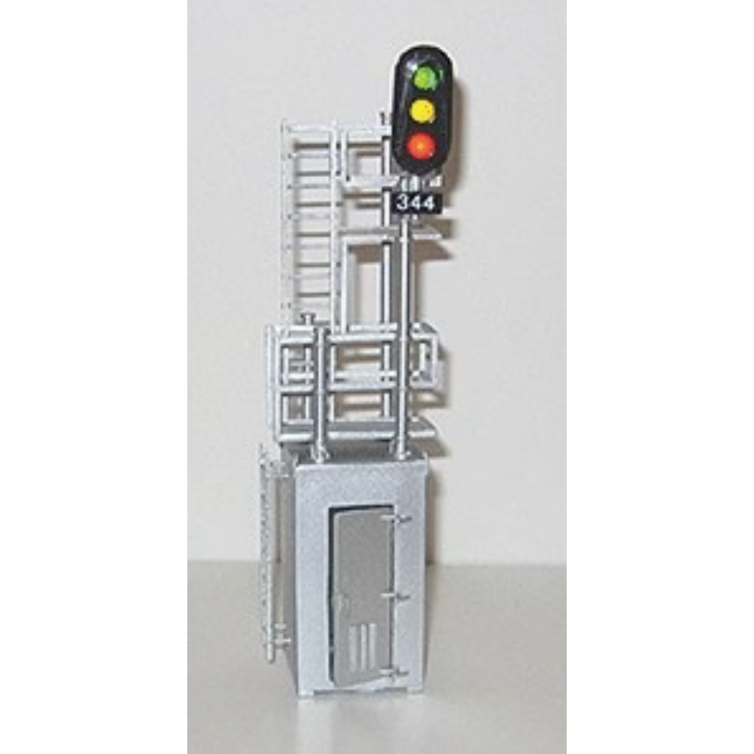 NJ International, HO Scale, #1071, Signal House/Mast Combination -- With 3-Lite Head & Opening Doors 1 Pair