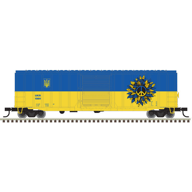 Atlas Trainman N 50006268 50' 6" Box Car, 2022 Ukraine Peace Car #1991