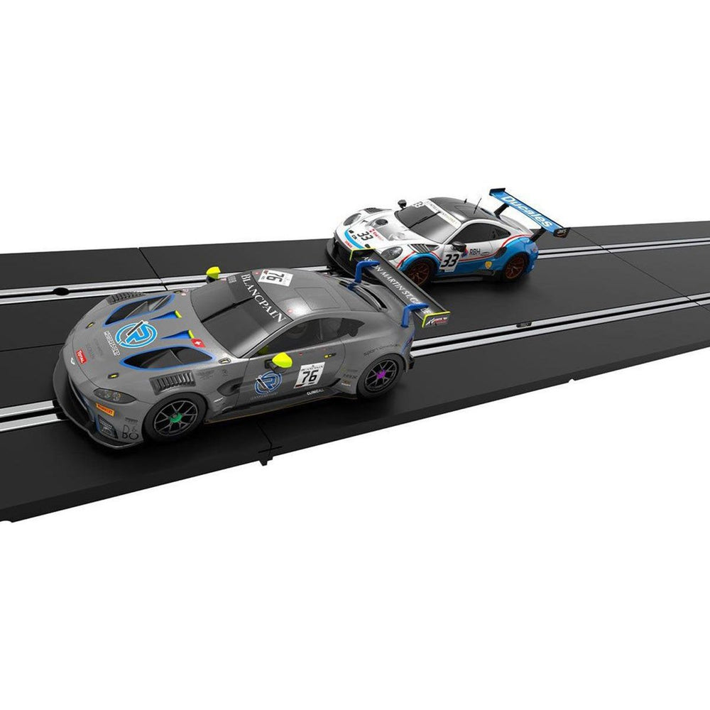 Scalextric, C1434T, ARC AIR- World GT Aston Martin Vantage GT# Vs Porsche 911 GT3 R Cars, 1:32