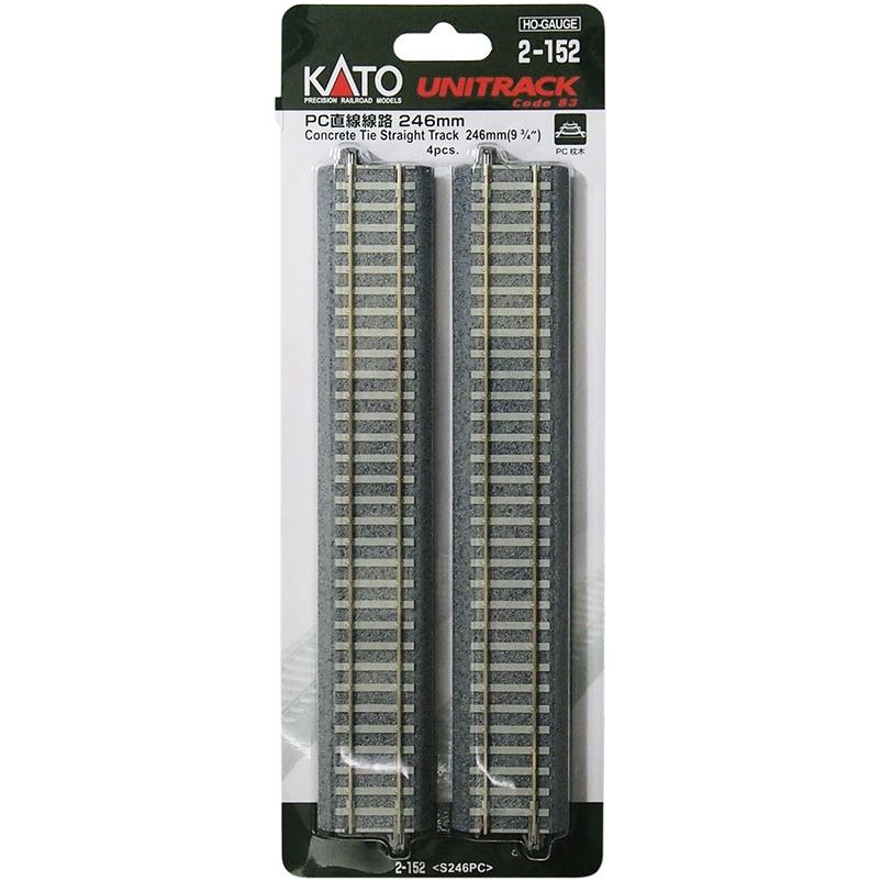 Kato, 2-152, HO Scale, Unitrack, 246mm-9 3/4in., Concrete Tie Straight Track,(4 Pieces)
