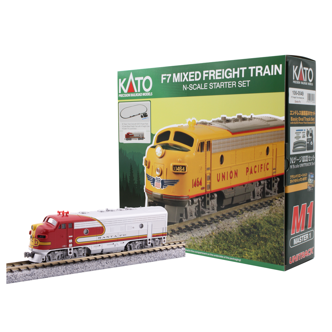 Kato, 106-0049, Freight Train Starter Set, EMD F7,  "Red Bonnet" Atchison Topeka & Santa Fe, DCC Ready