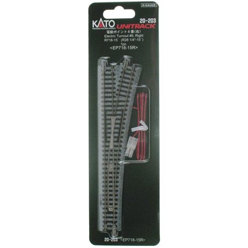 Kato, 20-203, N Scale, #6 Right Electric Turnout Unitrack