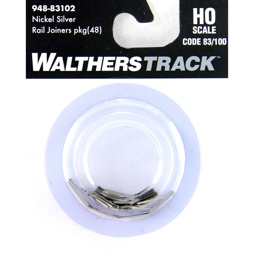 Walthers Track, HO Scale,  948-83102, Nickel Silver Rail Joiners, For Codes 83/100 Track (48)