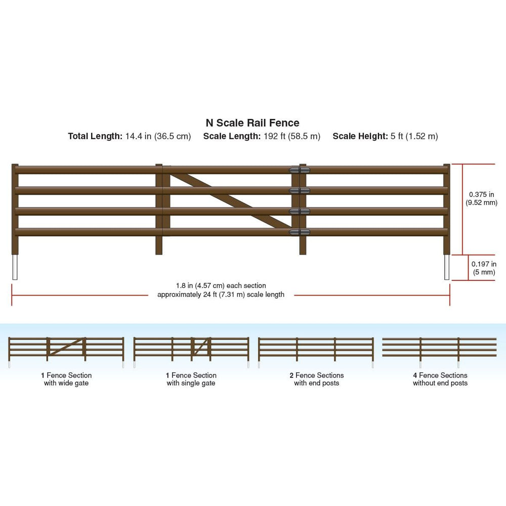 Woodland Scenics, A2992, N Scale, Rail Fence