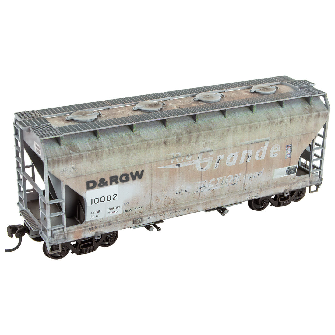 Micro-Trains, 2200-006, HO Scale, AFC 2-Bay Covered Hopper, D&RGW, #1002, Weathered KIT