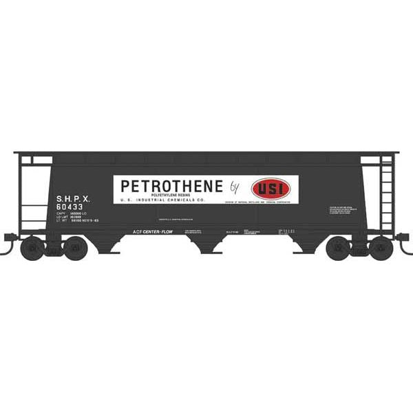 Bowser, 38164, N Scale, 3-Bay Cylindrical Covered Hopper, U S Industrial Petrothene, #60418