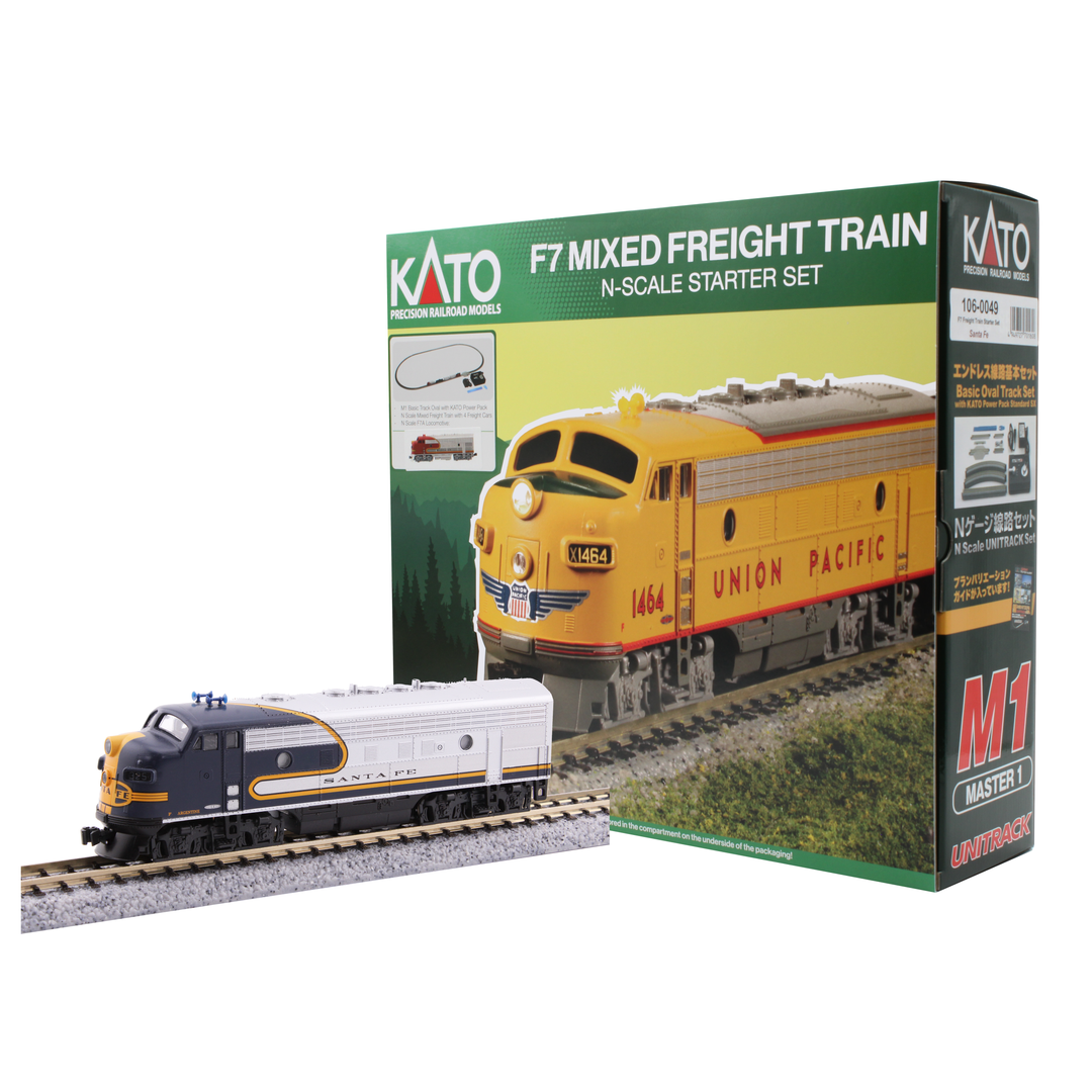 Kato, 106-0050, Freight Train Starter Set, EMD F7,  "Blue  Bonnet" Atchison Topeka & Santa Fe, DCC Ready
