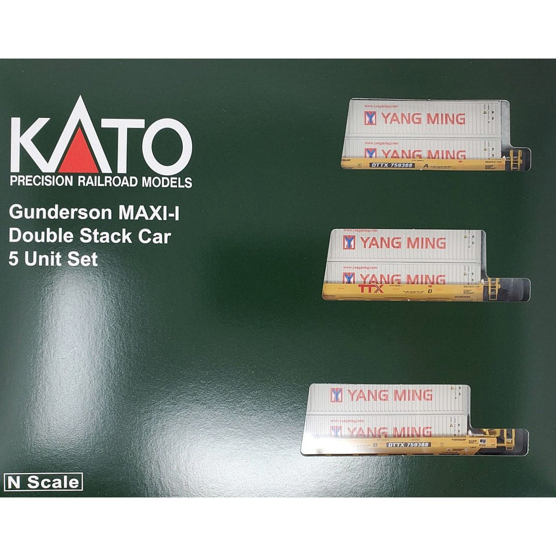 Kato, N Scale, 106-6212, Maxi-I Well Cars, Yang Ming Containers, TTX (New Logo), #759364 (5)