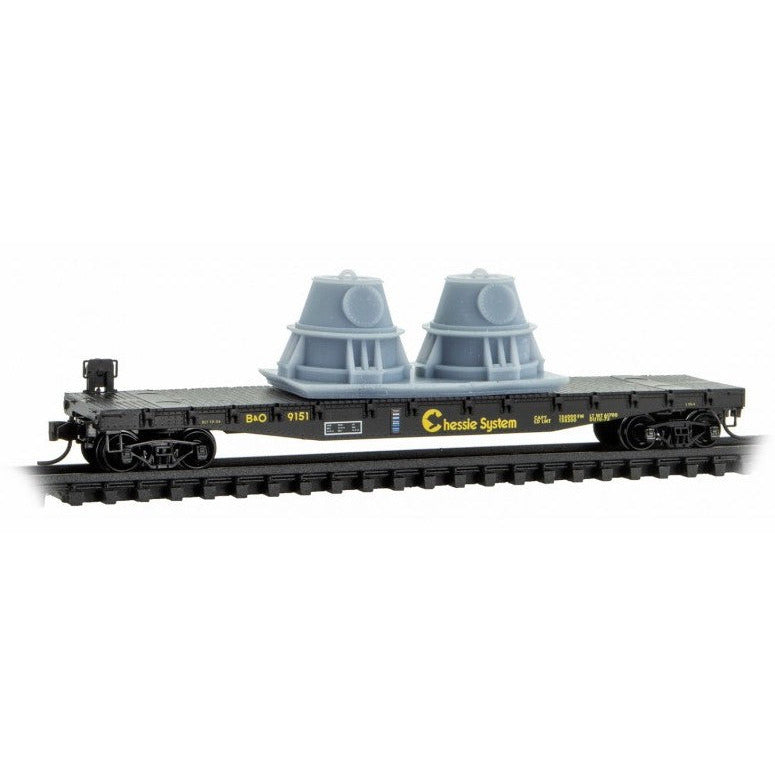Micro-Trains, 04500570, 50' Flat Car, And Pallet With Vessel Head Load, Chessie System (B&O), #9151