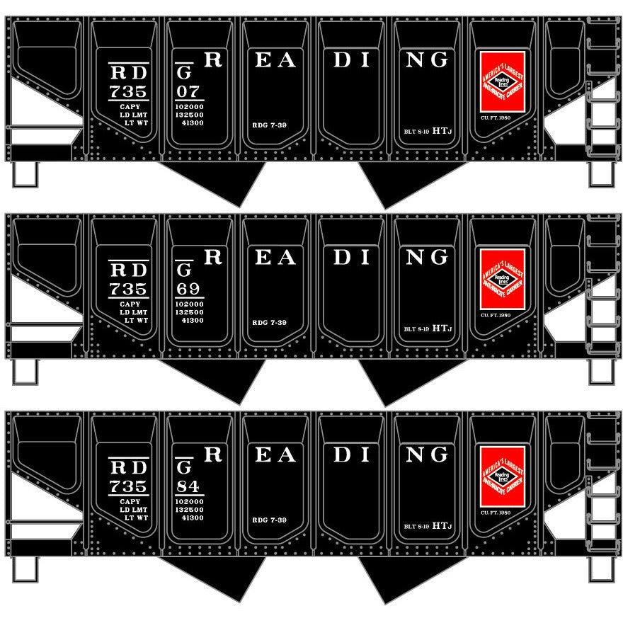 Accurail, HO Scale, 2881, Panel-Side Twin Hopper Kits, Reading (3-Pack) Kit