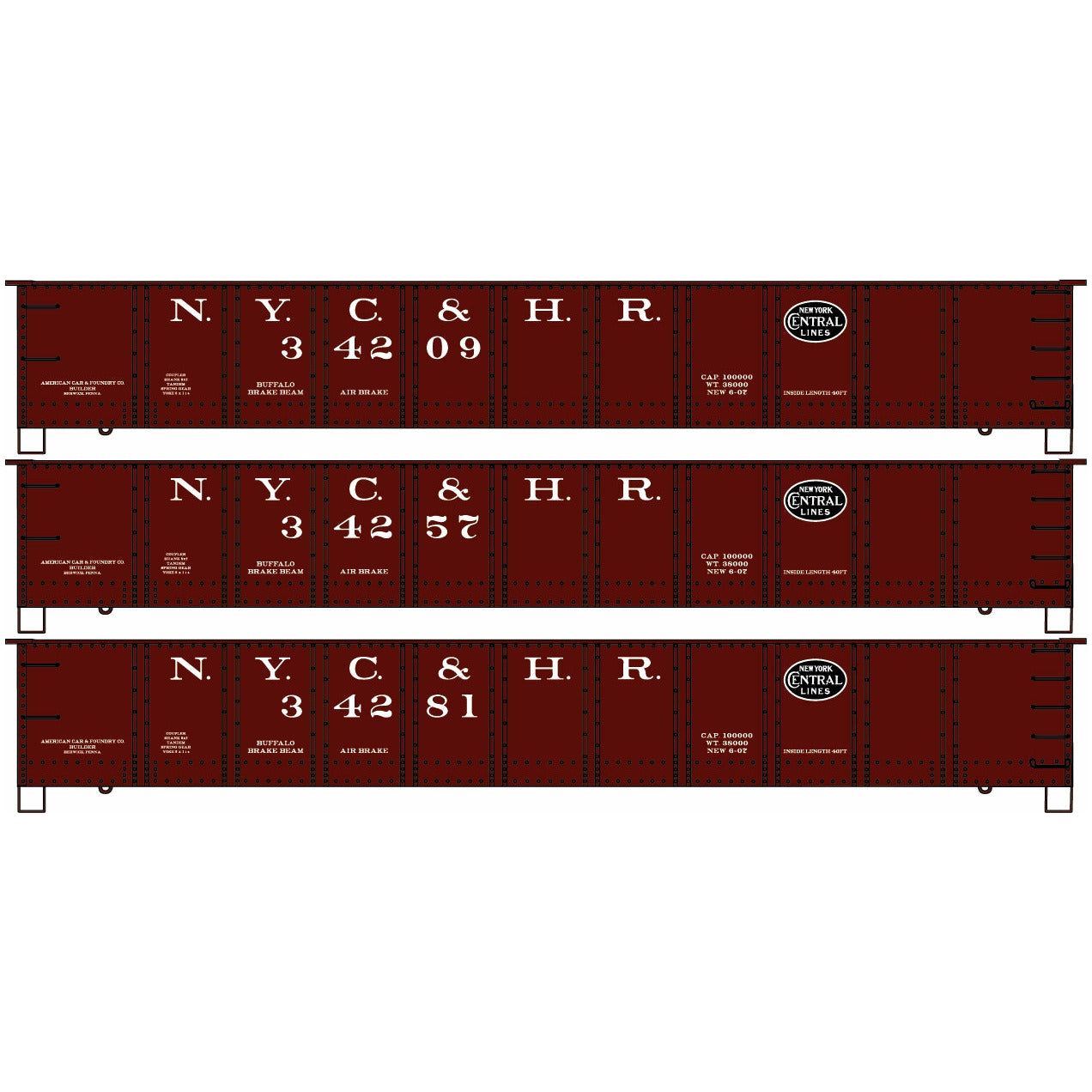 Accurail, HO Scale, 37744, 41' Steel Gondola Kits, New York Central and Hudson River (3-Pack)