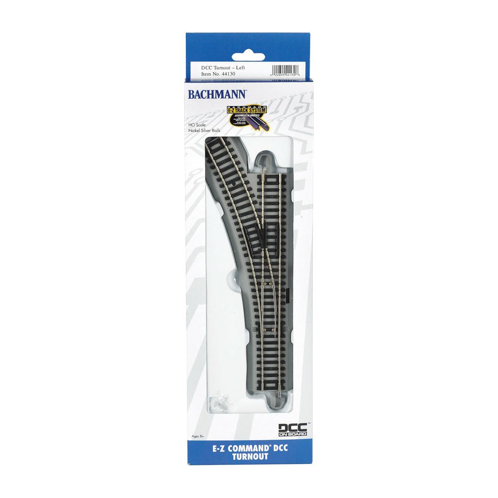 Bachmann, 44130, HO Scale, Nickel Silver EZ Track Command, Left Hand Turnout (DCC On Board)