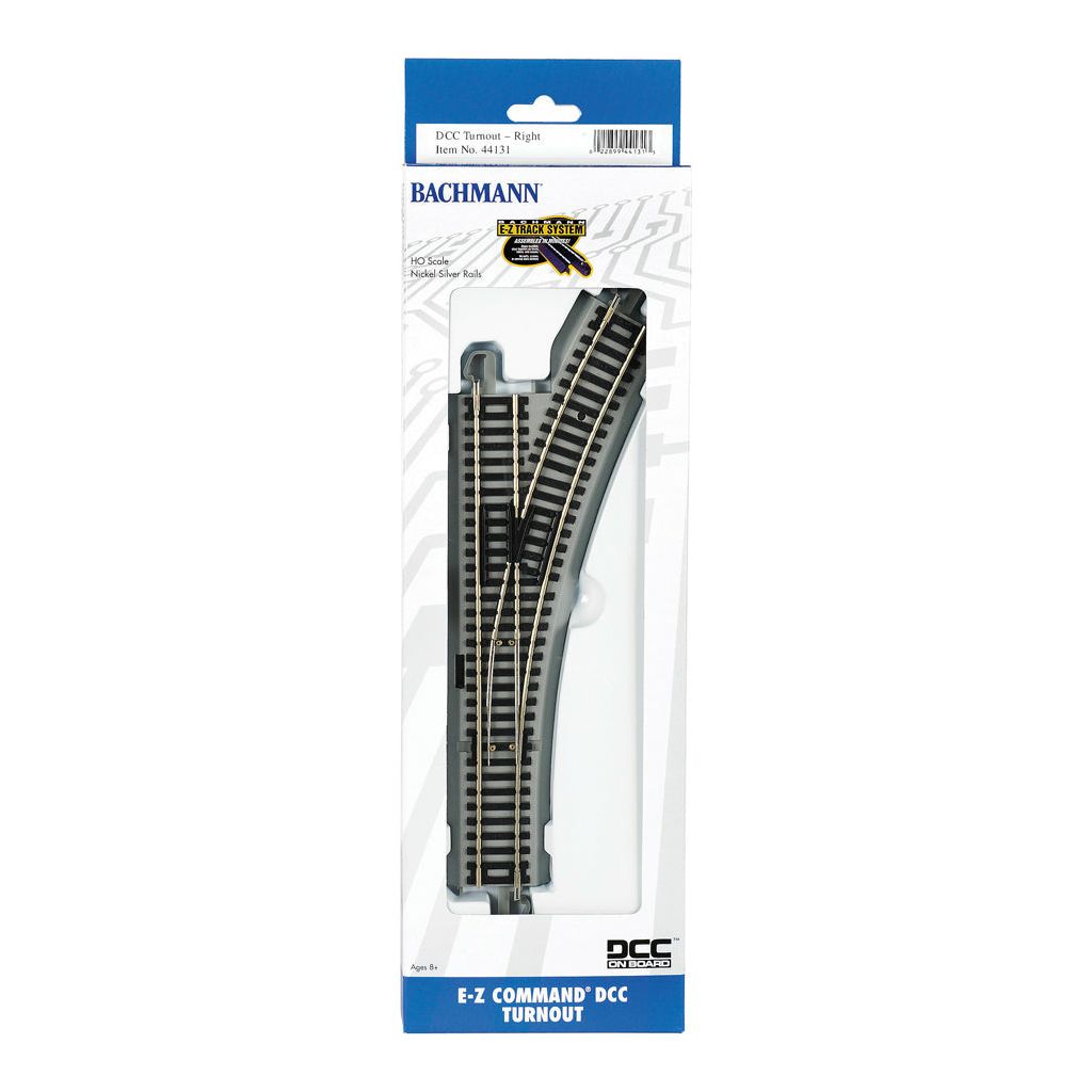 Bachmann, 44131, HO Scale, Nickel Silver EZ Track Command, Right Hand Turnout (DCC On Board)