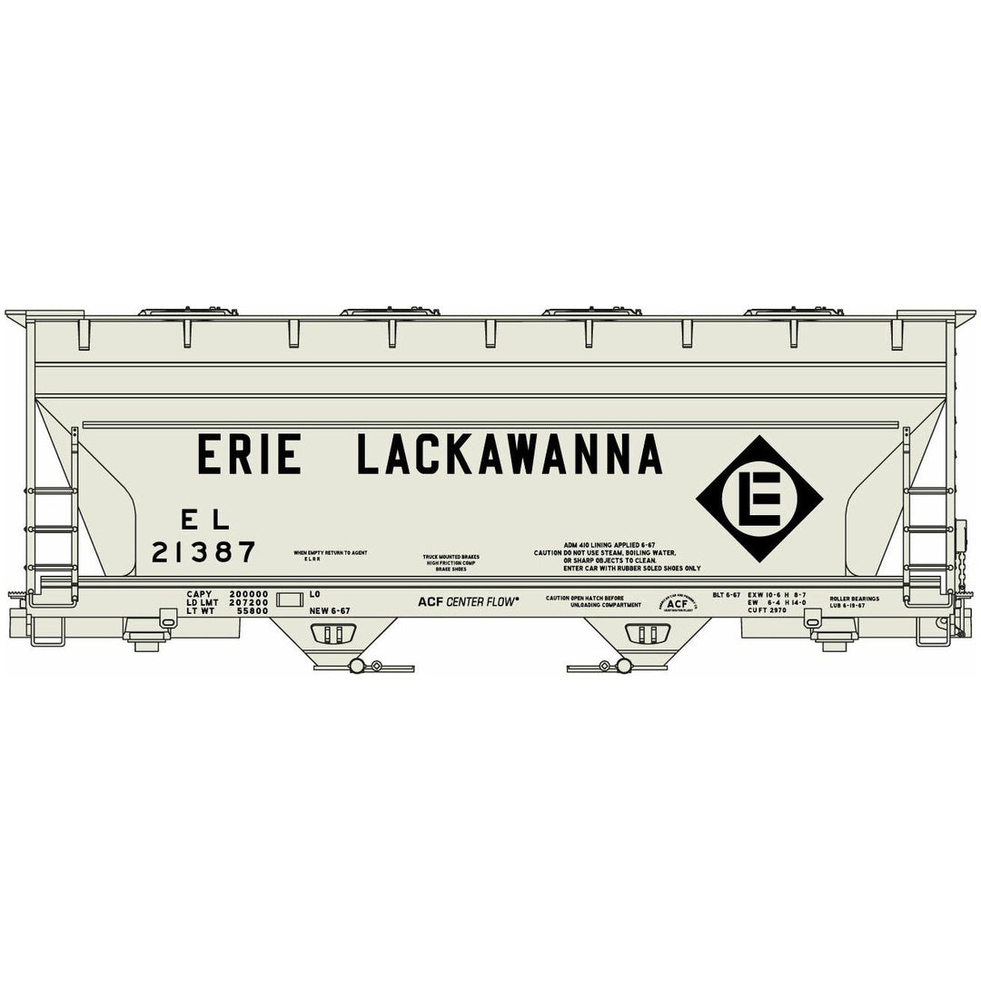 Accurail, 2204, HO Scale, 40' ACF 2-Bay Covered Hopper Kit, Erie Lackawanna, #21387, (HO Scale Kit)