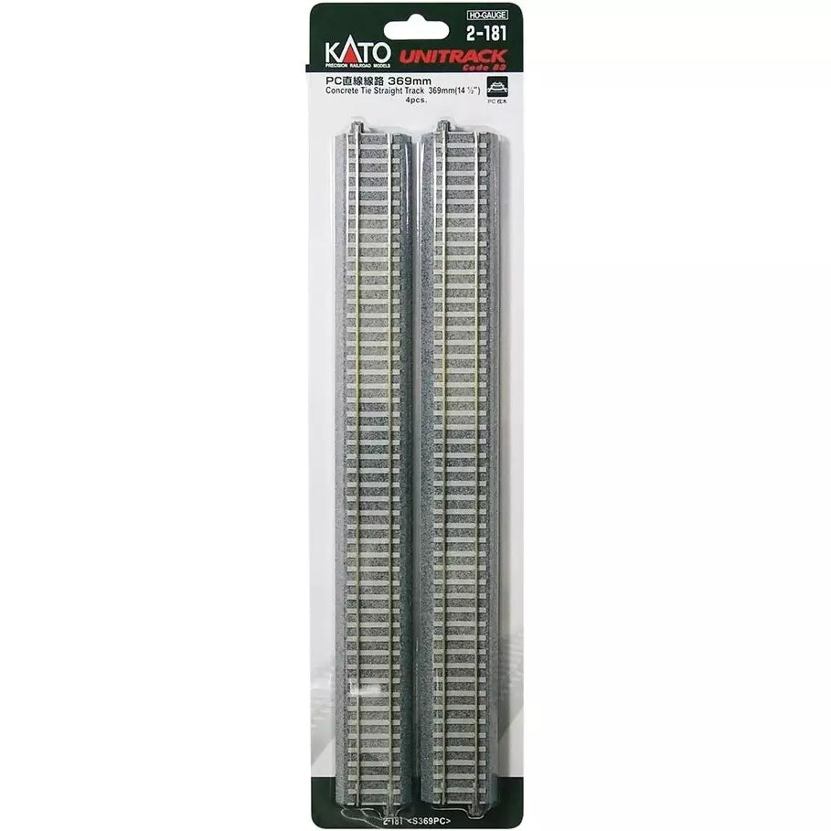 Kato, 2-181, HO Scale, Unitrack, 369mm 14-1/2", Concrete Tie Track, (4 pieces)