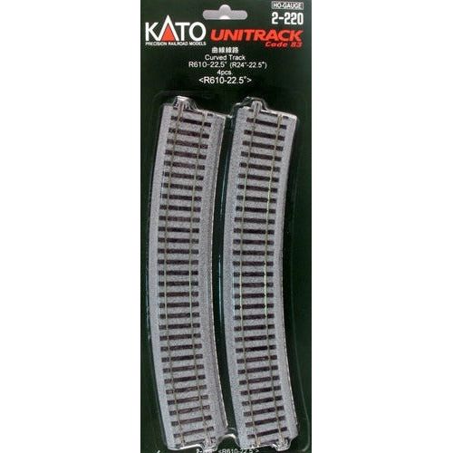 Kato, HO Scale, 2-220, Unitrack, R610mm 24" Radius Curve 22.5-Degree, (4)