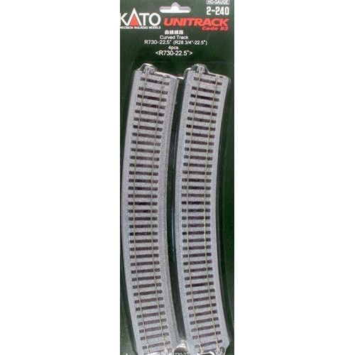 Kato, HO Scale, 2-240, Unitrack, R730mm 28-3/4" Radius Curve 22.5-Degree, (4)