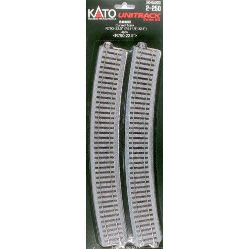 Kato, 2-250, HO Scale, Unitrack, R790mm 31-1/8" Radius Curve 22.5-Degree, (4)