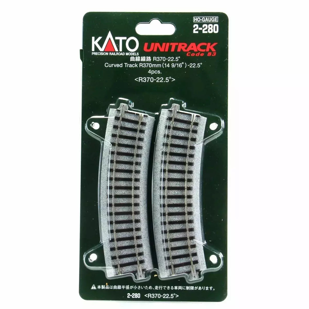 Kato, 2-280, HO Scale, Unitrack, R370mm 14 9/16" Radius Curve 22.5-Degree (4)