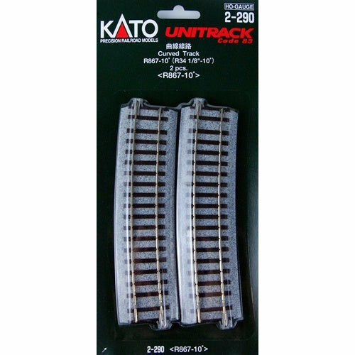 Kato, HO Scale, 2-290, R867mm 34 1/8" Radius Curve 10-Degree, (2)