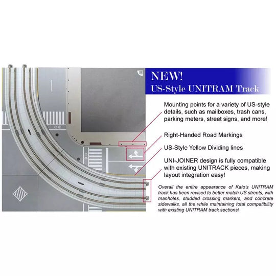 Kato, 40-810, , N Scale, V60 Unitram Street Track Basic Set V60, North American Style