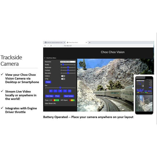 Choo Choo Vision, Multi Scale, CCV-TS-CAM, Trackside Model Railroad Video Camera