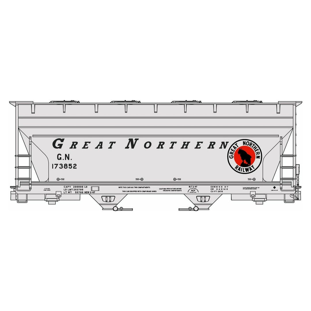 Accurail, HO Scale, 2203, 2-Bay ACF Covered Hopper, Great Northern, Kit