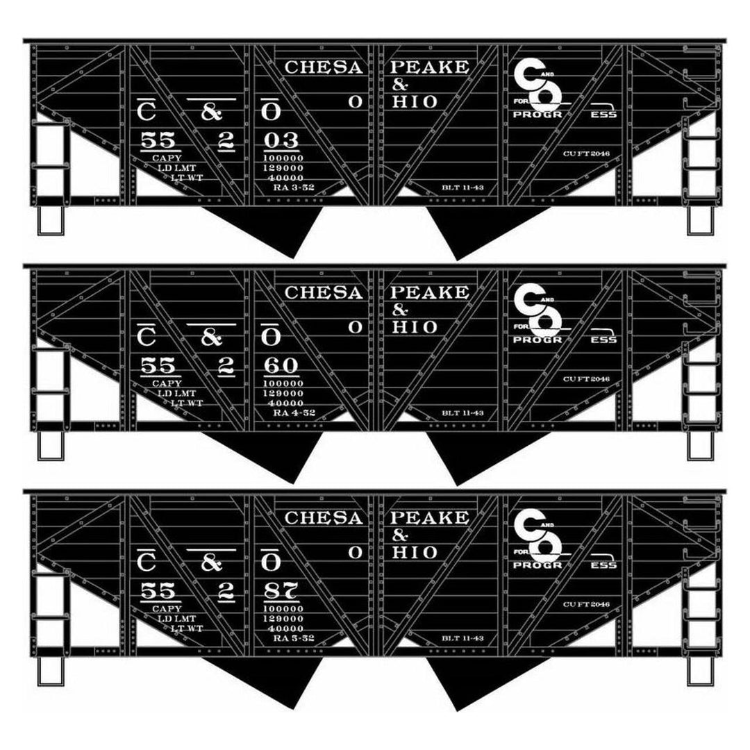 Accurail, HO Scale, 8136, Wood-Side Twin Hopper, Chesapeake and Ohio, (3- Pack KIT)