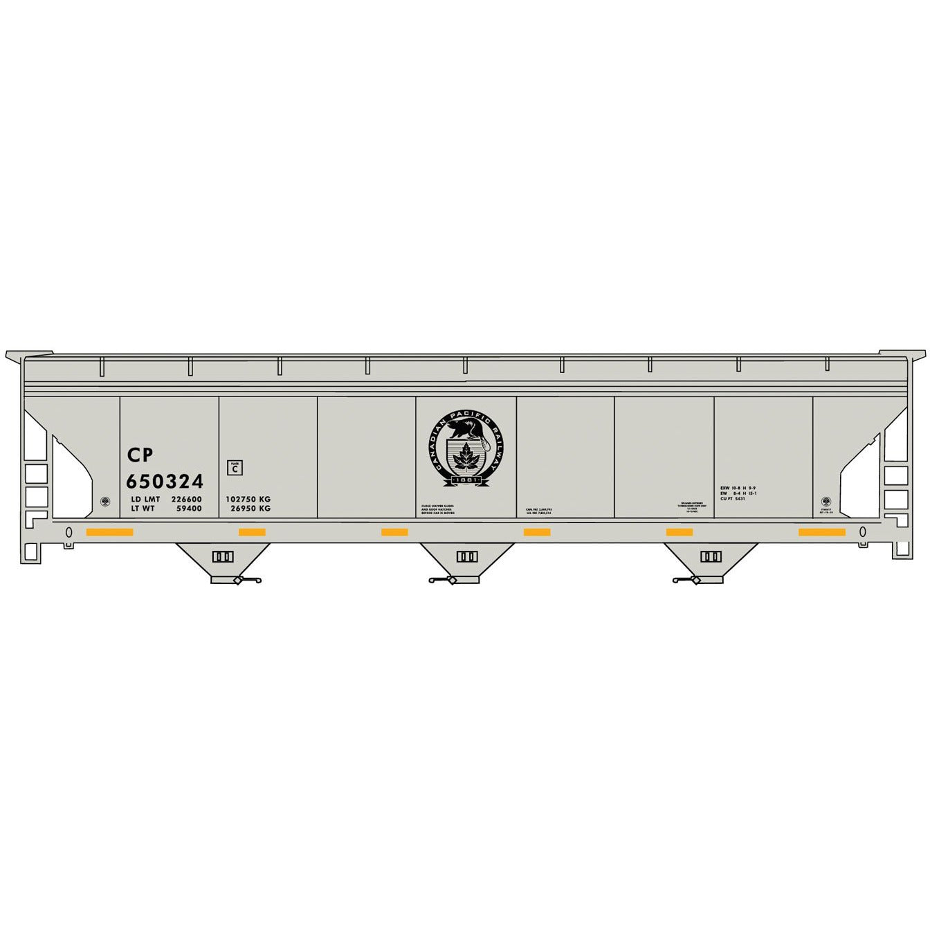 Accurail, 2115, Canadian Pacific (gray, black Beaver Logo), 650324, HO Scale Kit