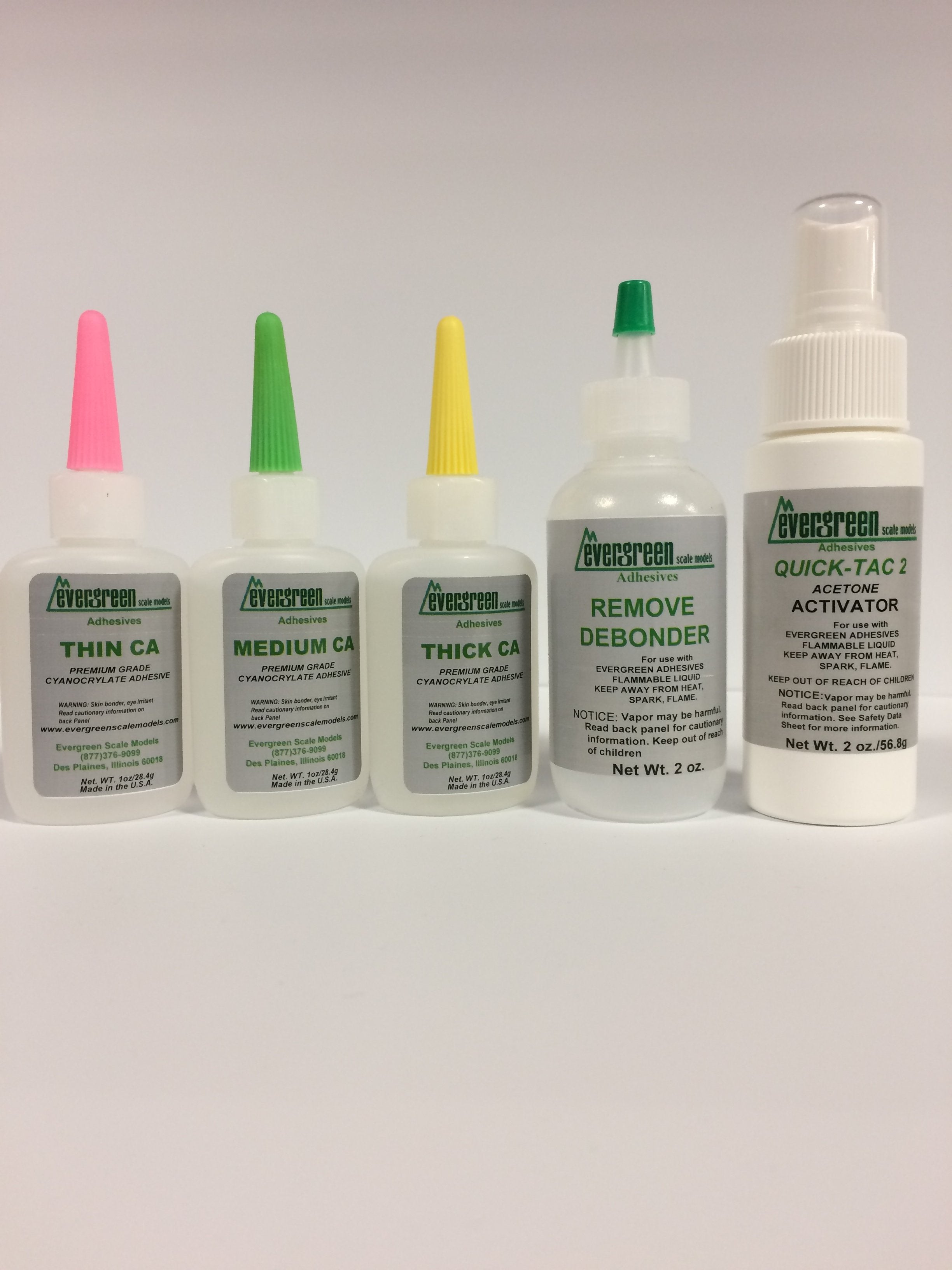 Evergreen: Adhesive, Remove Debonder & Acetone Activator