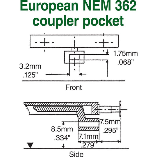 Kadee, #18 HO Scale NEM 362 European-Style Couplers - Medium (8.63mm , .340 inch , 11/32")
